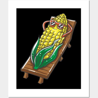 Corn Relaxing Under Sunshine Summer Vacation Beach Posters and Art